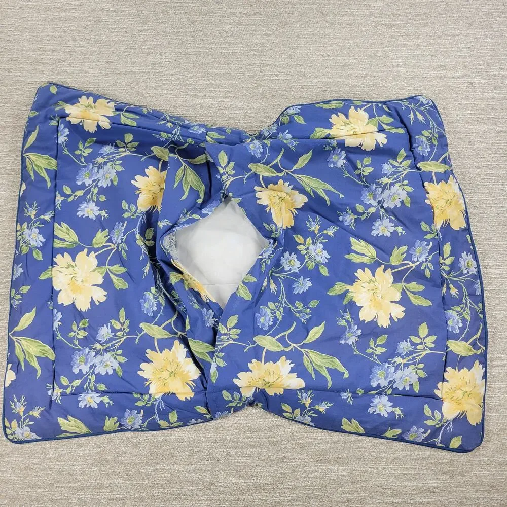Laura Ashley Cassidy Pillow Shams Standard Blue Yellow Floral Pair Cottagecore
